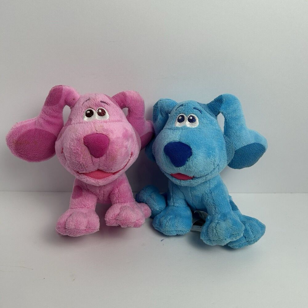 BLUES CLUES 6.5" Blue and Magenta Stuffed Plush Dog Animal Figure lot, 2020
